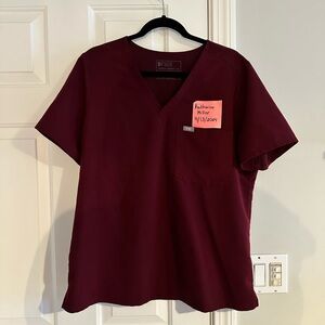 FIGS Burgundy Catarina Scrub Top